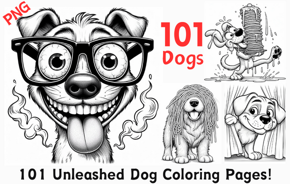 101 Unleashed Dog Coloring Pages - Graphics for Crafting