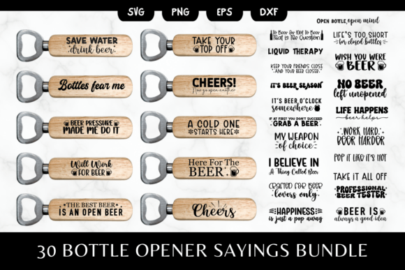 30 Funny Beer Bottle Opener SVG Bundle for Crafts and Graphics