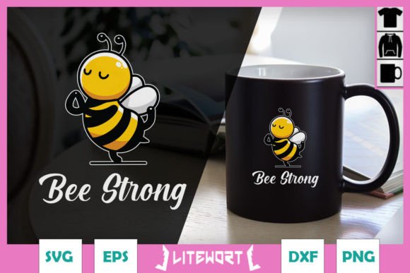 Bee Strong Funny Cute Bee SVG for Crafts and Graphics