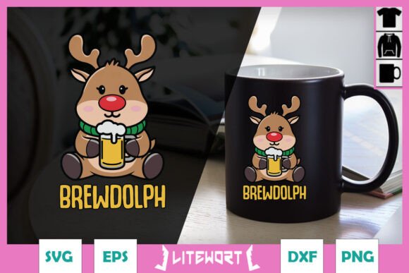 Brewdolph Funny Christmas Reindeer SVG for Graphics and Crafts