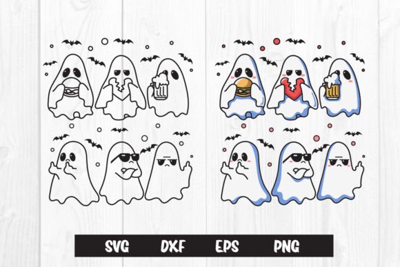 Cute Funny Ghost Halloween Graphic for Crafts
