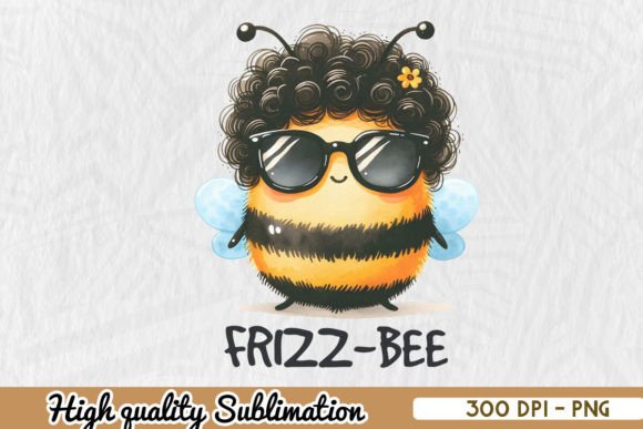 Frizz-Bee Funny Afro Funny Bee PNG for Crafts and Graphics