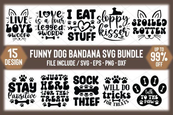 Funny Dog Bandana SVG Bundle for Crafts and Graphics