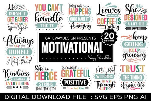 Motivational Svg Bundle Funny Design Graphics for Crafts