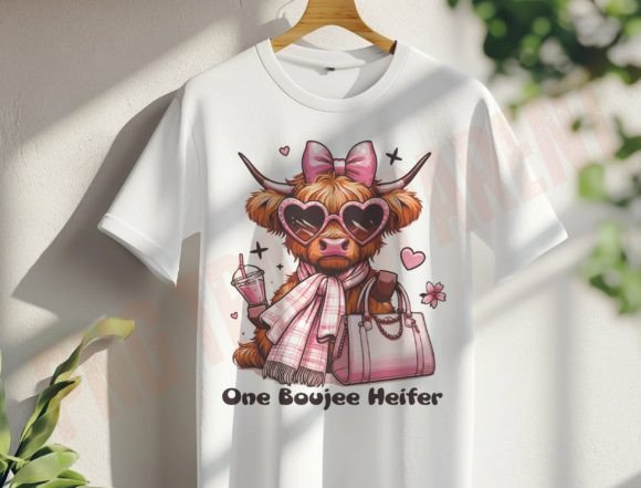 One Boujee Heifer Png for T-Shirt Designs and Graphics