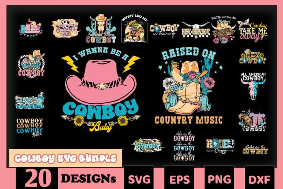 Retro Cowboy SVG Bundle for Crafts and Graphics