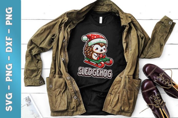 Sledgehog Funny Animal Christmas SVG for Crafts and Graphics