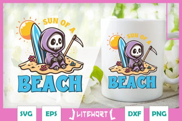 Sun of a Beach Funny Grim Reaper SVG for Crafts and Graphics